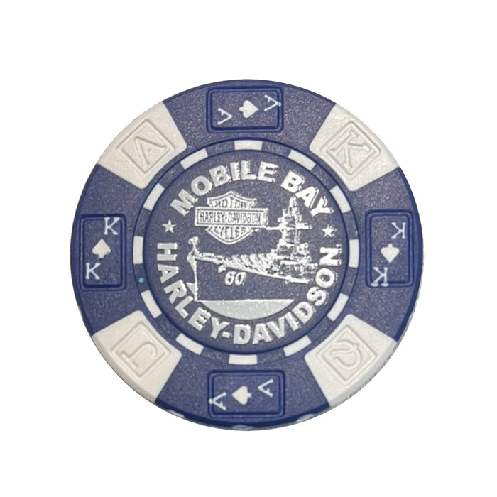 Mobile Bay H-D Battleship (White) Poker Chip