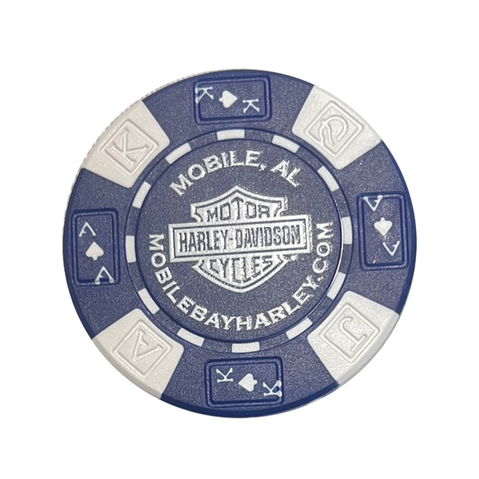 Mobile Bay H-D Battleship (White) Poker Chip